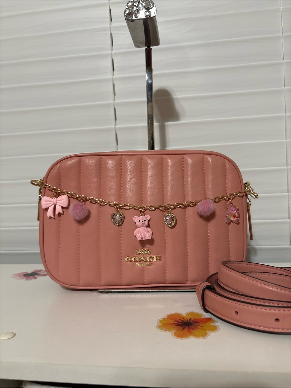 Coach Jes Crossbody With Puffy Linear Quilting in Candy Pink
